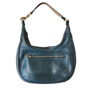 VTG Coach Ergo Hobo Bag Women Medium Teal Blue Leather 9603 Brass Hardware